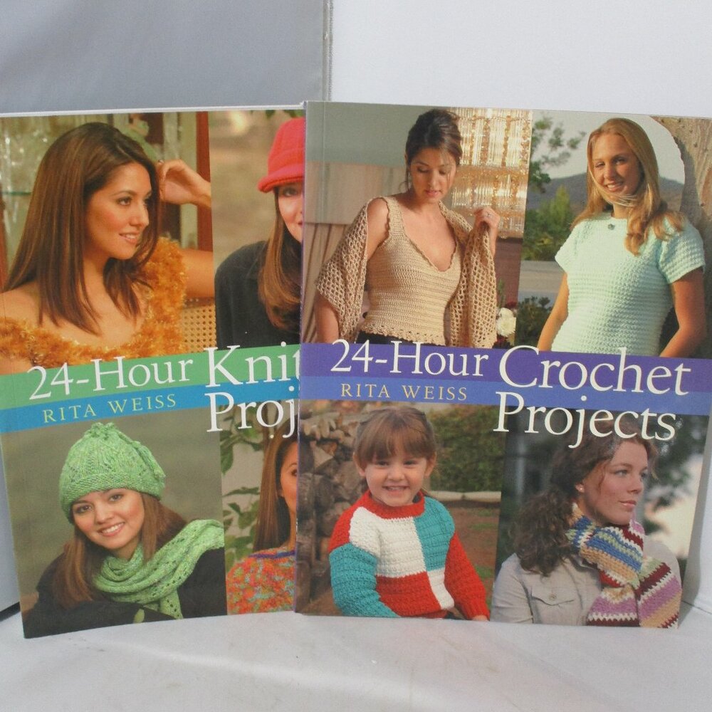 Lot of 2 Knitting Knit Crochet Craft Project Instructions Manuals Books
